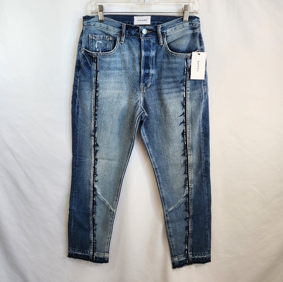 FRAME 'Le Mix Repair' High-Waist Jeans, Palomino - Picture 1 of 5